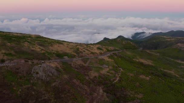 Veduta Aerea Pico Arieiro Durante Tramonto — Video Stock