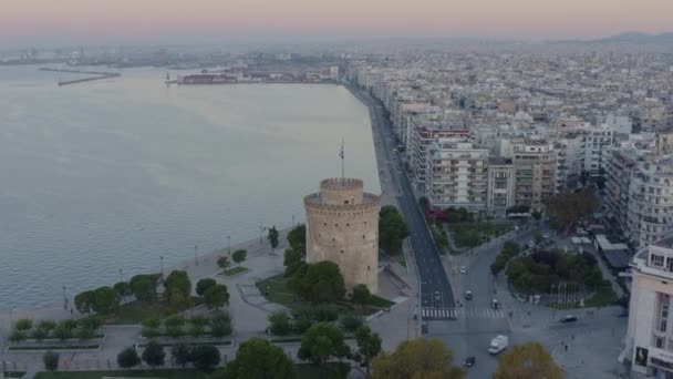 Aerea Scatto Panoramico Del Mattino Presto Salonicco — Video Stock