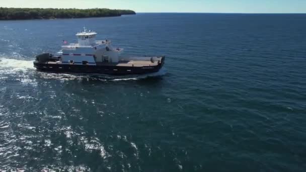 Ferry Carro Ilha Washington Atravessa Estreito Porte Des Morts Entre — Vídeo de Stock