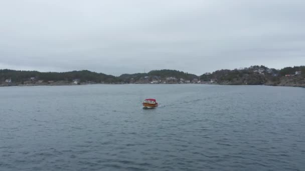 Old Wooden Boat Norwegian Waters — Stock Video