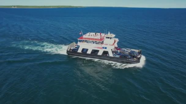 Ferry Washington Island Car Cruza Estrecho Porte Des Morts Entre — Vídeos de Stock