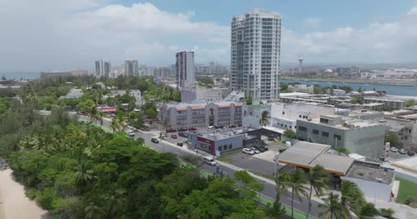 San Juan Puerto Rico Barrio Urbano Obrero Drone Disparo Día — Vídeo de stock