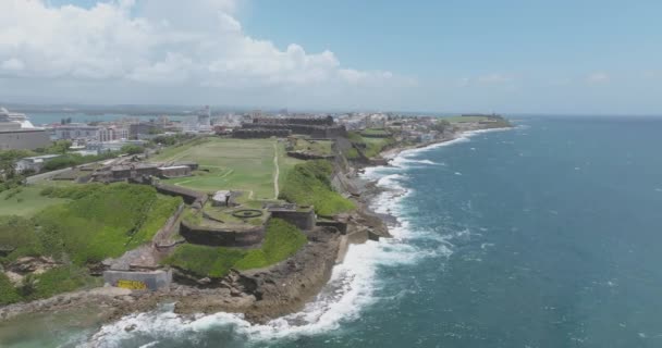 San Juan Puerto Rico Drone Shot Sunny Day Clear Blue — Stock Video