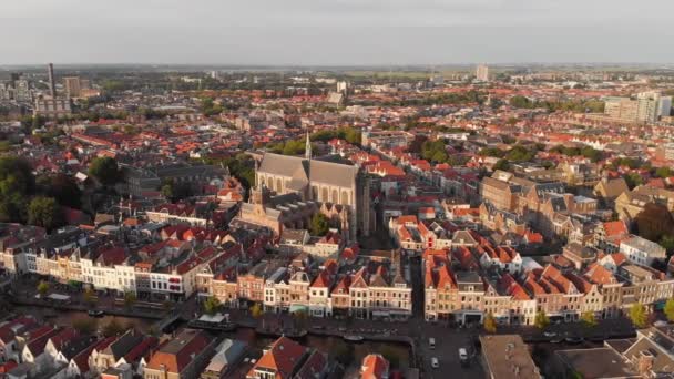 Hollanda Nın Leiden Şehrindeki Hooglandse Kerk Gotik Protestan Kilisesi Geniş — Stok video