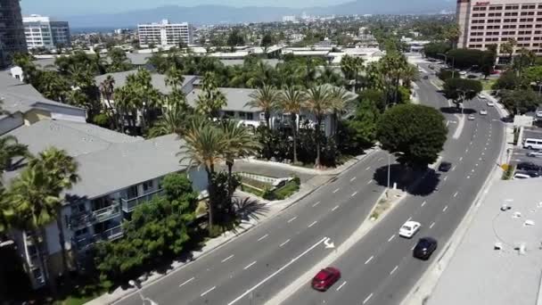 Luftdrone Skud Havet Samfund Marina Del Rey Flyver Huse Palmer – Stock-video