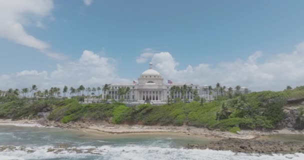 Капітолій Сан Хуан Пуерто Рико Безпілотний Літальний Апарат Вистрілив Сонячний — стокове відео