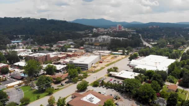 Drone Video Downtown Asheville Viewed West Side Sunny Summer Day — Stock Video