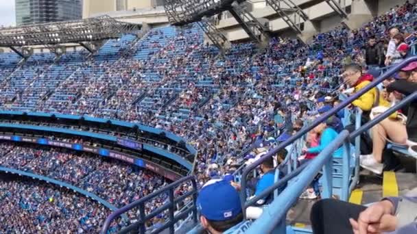 Supporters Fans Stadium Står Stöd Blue Jays Baseball Club Team — Stockvideo