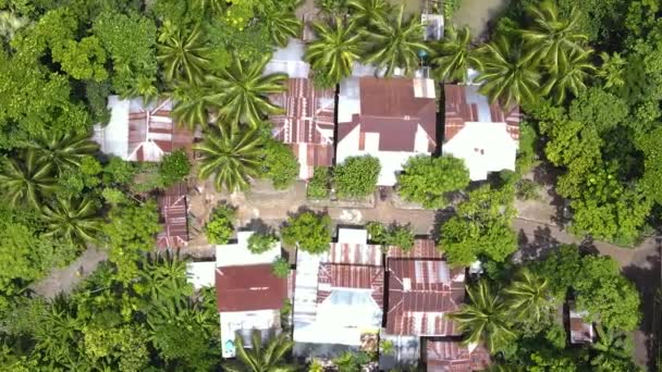 Vista Descendente Arriba Hacia Abajo Aldea Remota Amazonia Bosque Tropical — Vídeo de stock