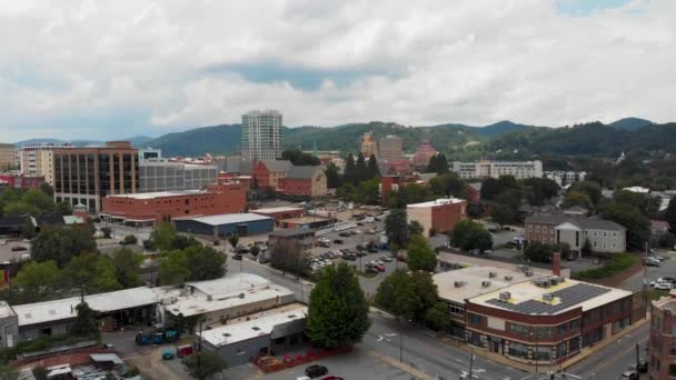 Drone Video Van Downtown Asheville Gezien Vanaf West Side Zonnige — Stockvideo