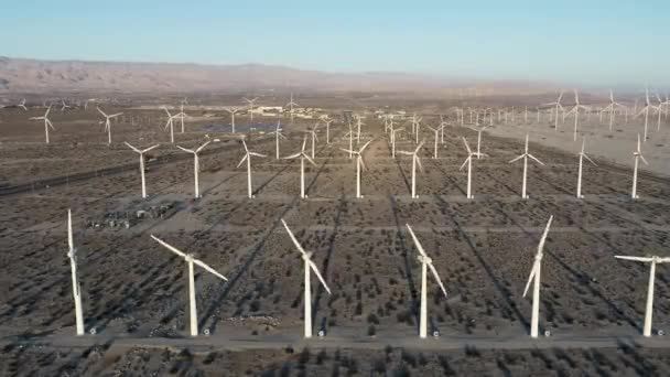 Vista Aérea Dos Moinhos Vento Deserto Califórnia Eua — Vídeo de Stock