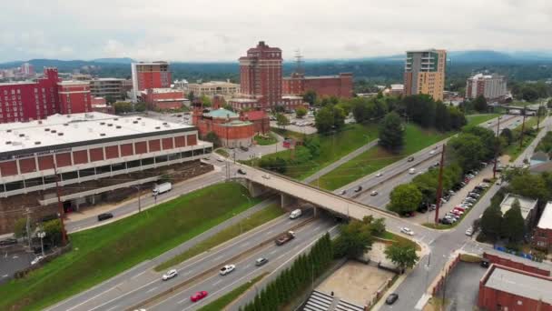 Drón Videó Harrah Cherokee Convention Center Hotel Indigo Belvárosában Asheville — Stock videók