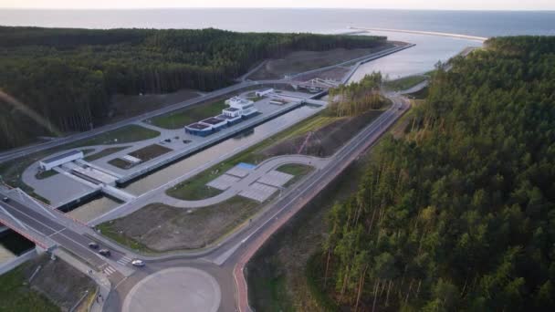 Vistula Spit Kanalı Nowy Swiat Vistula Gölü Ile Gdansk Körfezi — Stok video