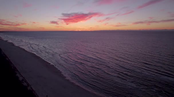 Scenic Seascape Dusk Kleurrijke Zonsondergang Hemel Met Wolken Krynica Morska — Stockvideo