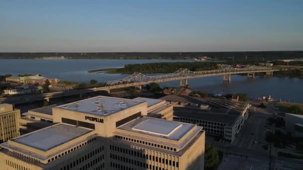 Aérea Del Centro Peoria Illinois Mirando Través Del Puente Murray — Vídeo de stock