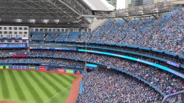 Ballpark Baseball Stadium Stands Bleachers Panning View Professional Major League — Vídeos de Stock