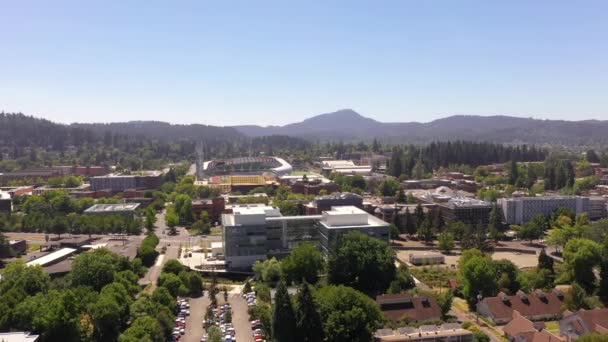 Hayward Field Stadium Eugene Oregon Weitwinkelaufnahme Mit Stadtpanorama — Stockvideo