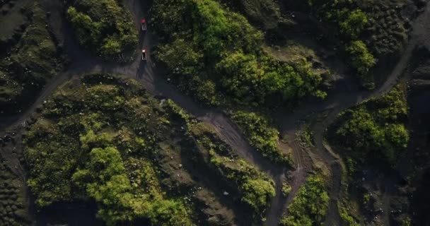 Наземний Дрон Який Руйнує Навколишнє Середовище Пісок Добувається Вулкану Ерипція — стокове відео