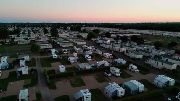 Sunset Air Footage Static Caravan Holiday Homes Nadmorskim Miasteczku Skegness — Wideo stockowe