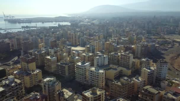 Luchtfoto Het Stadsgezicht Van Tripoli Grootste Stad Het Noorden Van — Stockvideo