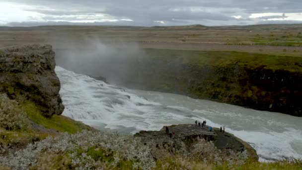 Gullfoss Vodopád Létě Islandu — Stock video
