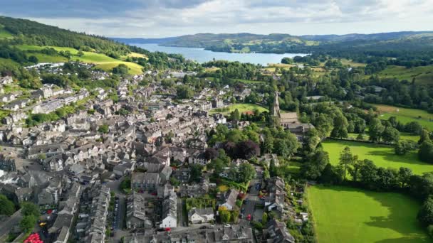 Severní Konec Windermere Oblíbené Tržní Město Ambleside Které Nachází Centru — Stock video