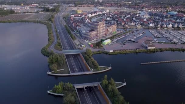 Aquaduct Netherlands Harderwijk Pequeña Ciudad Lado Del Agua — Vídeo de stock