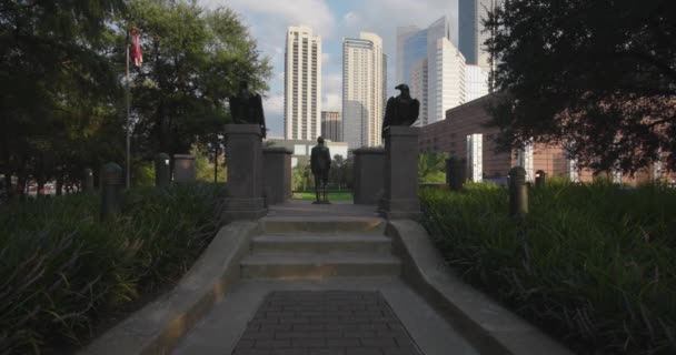Vedere Largă Centrului Orașului Houston Monumentul Bush Secvență video de stoc fără drepturi de autor