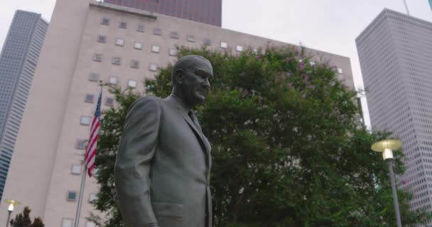 Estabelecimento Imagens Dos Monumentos Lyndon Johnson Apollo Centro Houston Texas — Vídeo de Stock