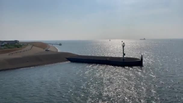 Widok Punktu Widzenia Promu Opuszczającego Port Texel Island Słoneczny Dzień — Wideo stockowe