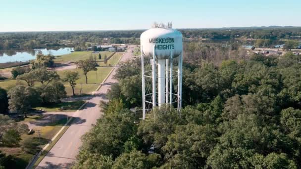Uitzicht Watertoren Getty Street Muskegon Heights — Stockvideo