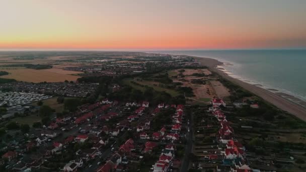 Zdjęcia Lotnicze Zachodu Słońca Popularnego Nadmorskiego Miasteczka Wydm Skegness Pokazujące — Wideo stockowe