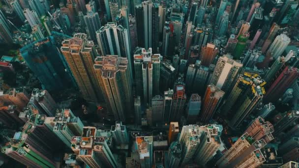 Drone Shot Traveling Backward Huge City Hundreds Skyscrapers Day Urban — Stock Video