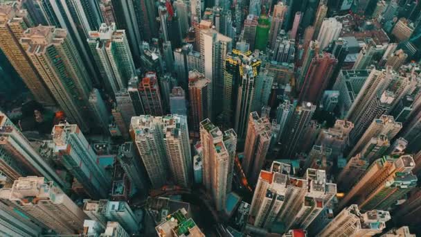 Drone Shot Traveling Forward Panning Huge City Hundreds Skyscrapers Day — Stock Video