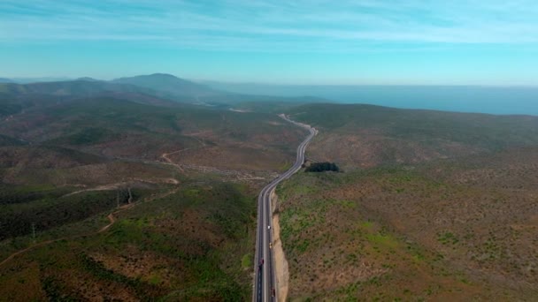 Panamericana Norte Droga Asfaltowa Wzdłuż Gór Regionu Coquimbo Chile — Wideo stockowe
