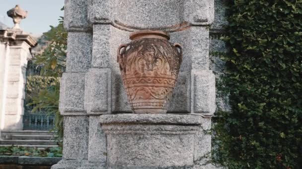 Mediterraneo Storico Decorato Vaso Terracotta Decorazione Esterna Dettaglio Alla Famosa — Video Stock