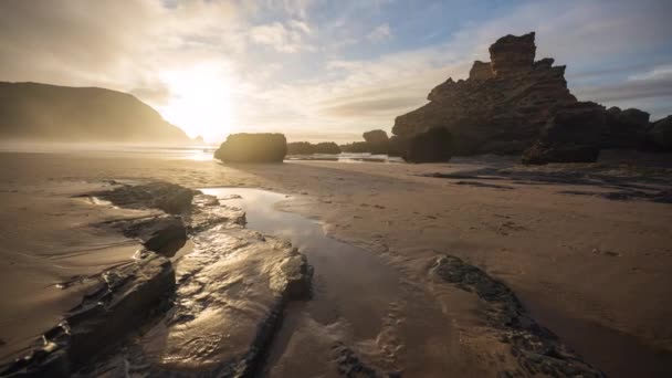 Portugal Algarve Atardecer Timelapse Deslizador Playa — Vídeos de Stock