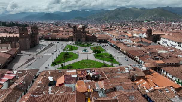 Cusco Peru Şato Ana Meydanla Hava Sineği Uçağı Manzarası Kuruluyor — Stok video