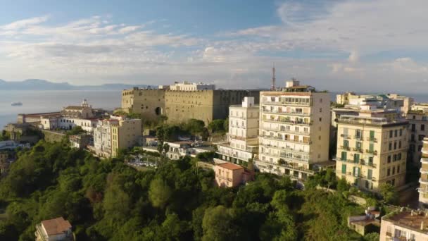 Vaste Antenne Uitzicht Kasteel Saint Elmo Napels Italië Mooie Zomerdag — Stockvideo