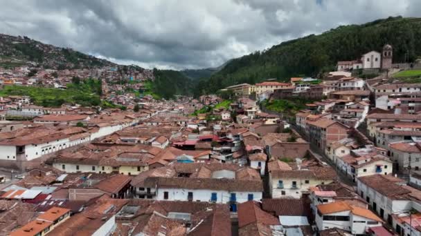 Cusco Peru Şato Ana Meydanla Hava Sineği Uçağı Manzarası Kuruluyor — Stok video