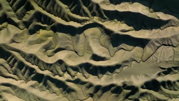 Vue Aérienne Des Dunes Sable Désert Avec Des Courbes Des — Video