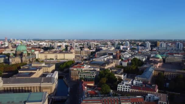 Tower Humboldt Universiteit Gendarmenmarkt Prachtig Uitzicht Lucht Panorama Overzicht Drone — Stockvideo