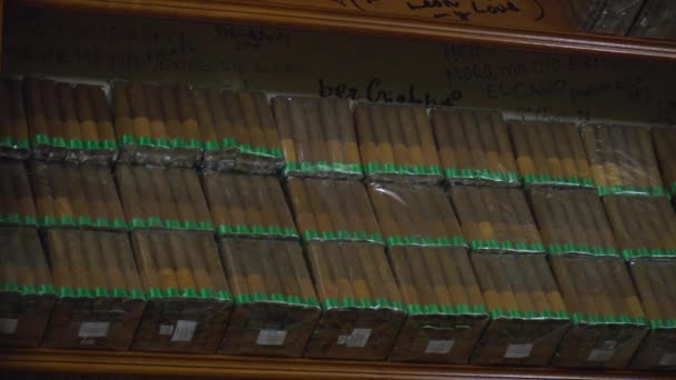 Stack Med Äkta Kubanska Cigarrer Från Little Havana — Stockvideo