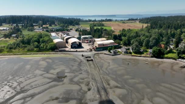 Vista Aérea Estaleiro Construção Barcos Whidbey Island Estado Washington — Vídeo de Stock