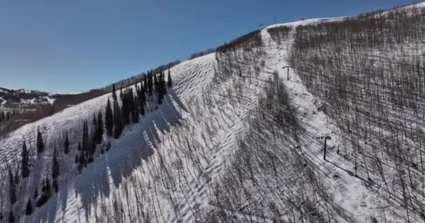 Park City Utah Letecký Filmový Dron Vyletět Zasněžený Vrchol Hory — Stock video