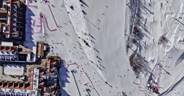 Park City Utah Aerial V60 Overhead Zicht Skipistes Vastleggen Winter — Stockvideo