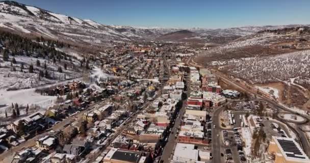 Park City Utah Havayolları V11 Ana Caddesi Büyüleyici Tarihi Bölgede — Stok video