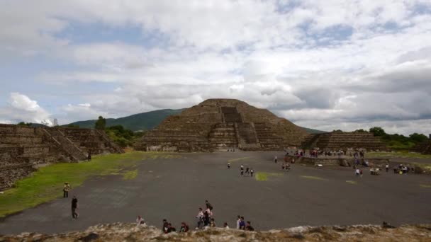Épico Timelapse Visitando Templo Piramidal Teotihuacan Antigas Ruínas Astecas México — Vídeo de Stock