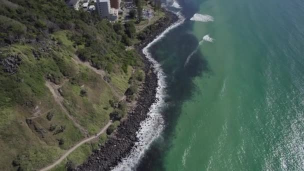 Okyanus Dalgaları Avustralya Qld Deki Burleigh Head Ulusal Parkı Nın — Stok video