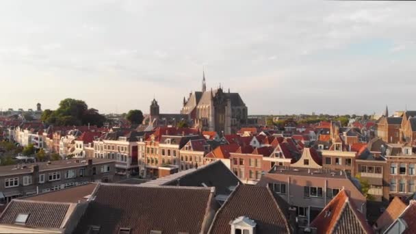 Leiden Hooglandse Kerk Gothic Church Leiden City Centre Нідерланди Повітряний — стокове відео